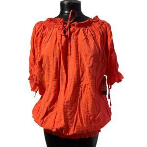 MILLENIUM Size 1X Coral Peasant Blouse on or off the shoulder